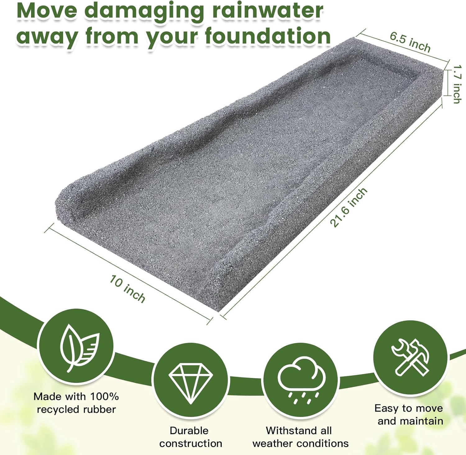 Sekcen 2 Pack Rubber Downspout Splash Block Rain Gutter Down Spout Drain Trays Gray Gray 2